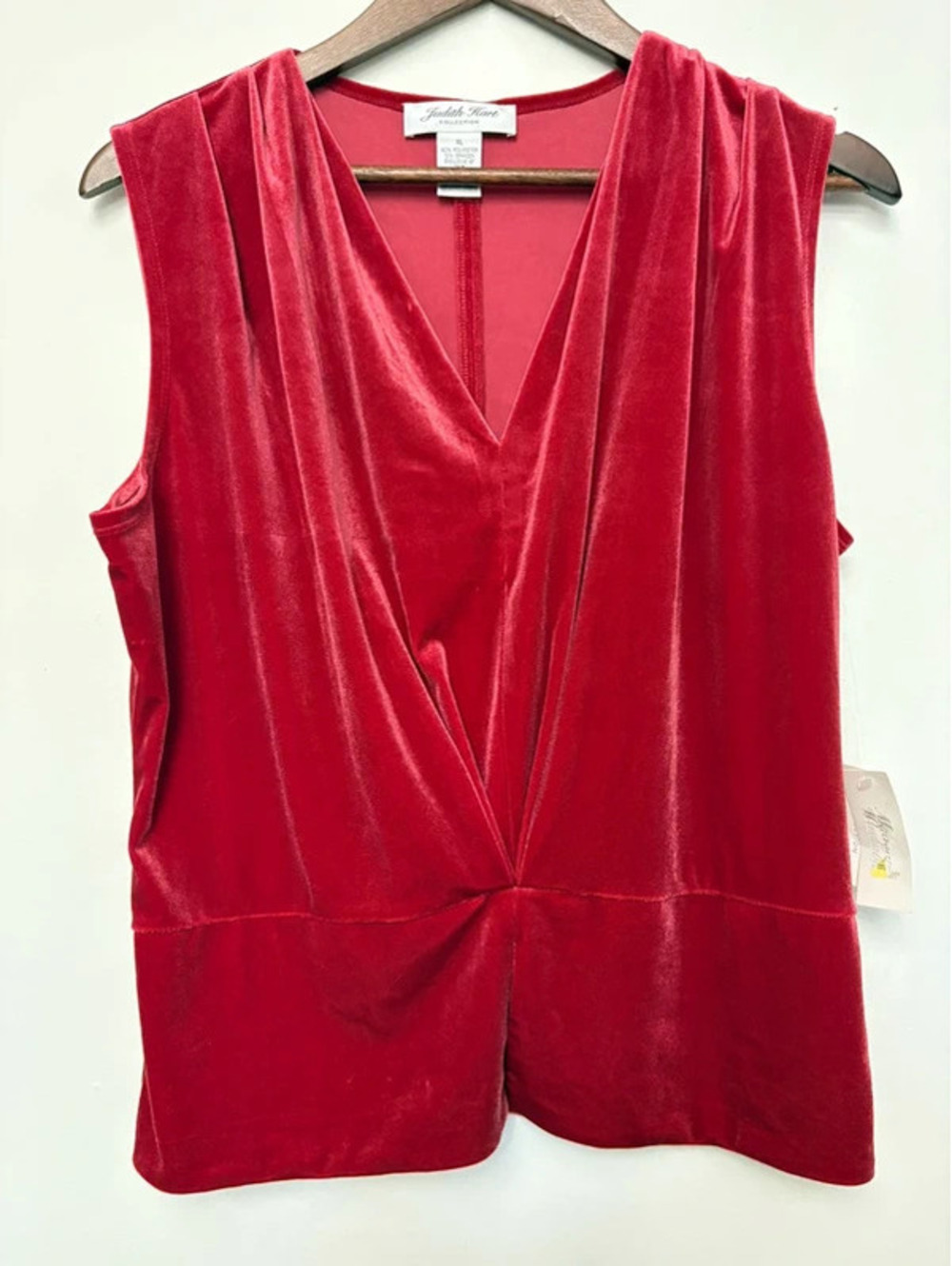 Vintage 90s Judith Hart Red Velvet Draped Top XL NWT Holiday Party